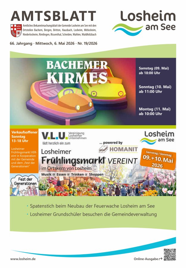 Amtliches Bekanntmachungsblatt der Gemeinde Losheim am See Titelblatt 19/2026