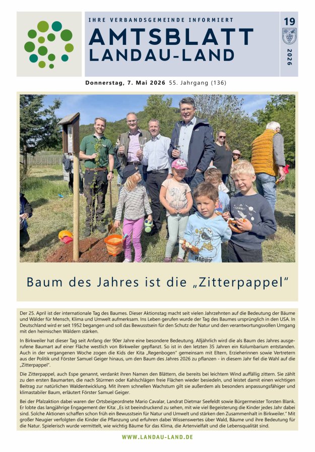 Amtsblatt VG Landau-Land Titelblatt 19/2026