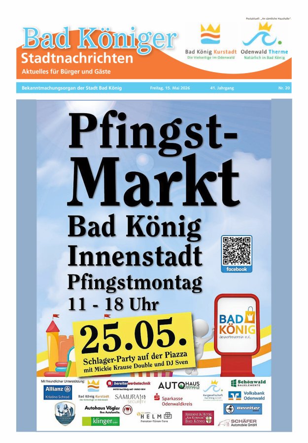 Bad Königer Stadtnachrichten und Badeblatt Titelblatt 20/2026