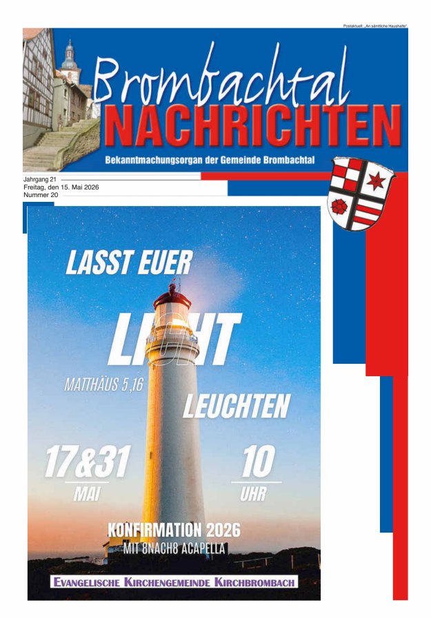 Brombachtal-Nachrichten Amtsblatt der Gemeinde Brombachtal Titelblatt 20/2026