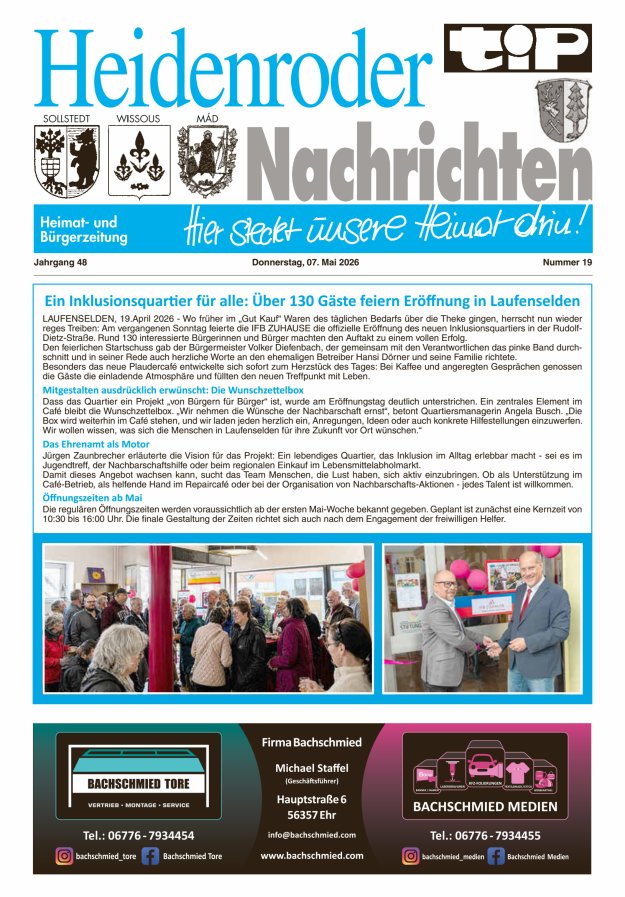 "tip" Heidenroder Nachrichten Titelblatt 19/2026