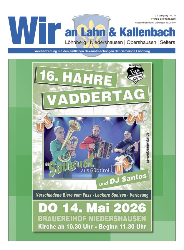 Amtliches Mitteilungsblatt der Gemeinde Löhnberg Titelblatt 19/2026