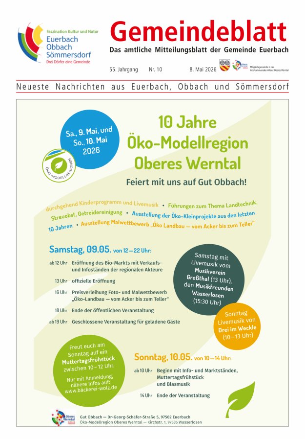 Gemeindeblatt der Gemeinde Euerbach Titelblatt 10/2026