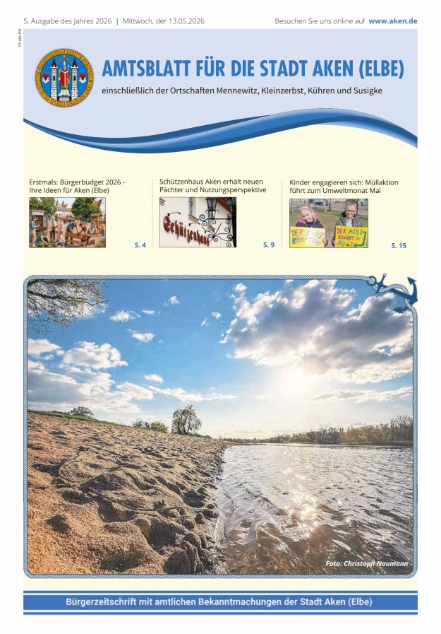 Amtsblatt der Stadt Aken (Elbe) Titelblatt 05/2026