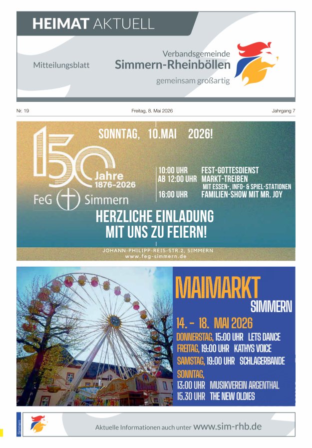 Heimat Aktuell - Mitteilungsbl der VG Simmern-Rheinböllen Ausg Simmern Titelblatt 19/2026