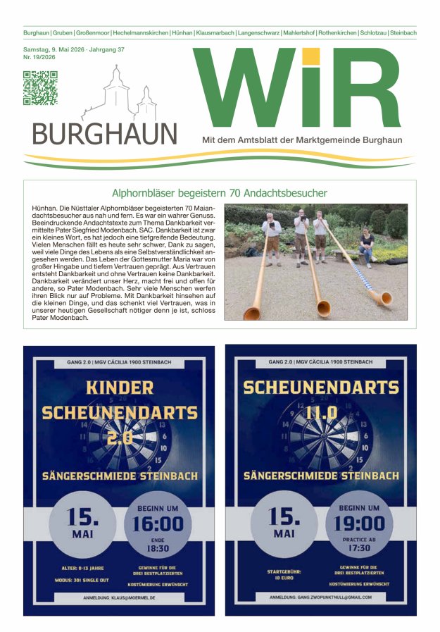 WIR - mit Amtsblatt der Marktgemeinde Burghaun Titelblatt 19/2026