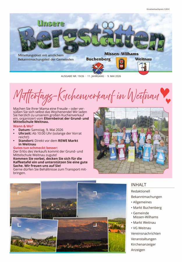 Unsere Bergstätten Mitteilungsblatt mit amtlichem Bekanntmachungsteil Titelblatt 19/2026