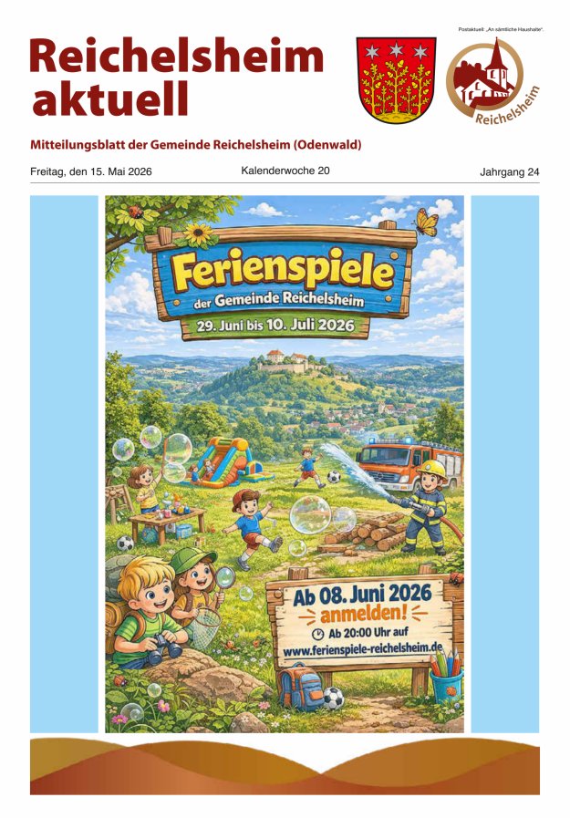 Reichelsheim aktuell - Amtsblatt der Gemeinde Reichelsheim(Odenwald) Titelblatt 20/2026