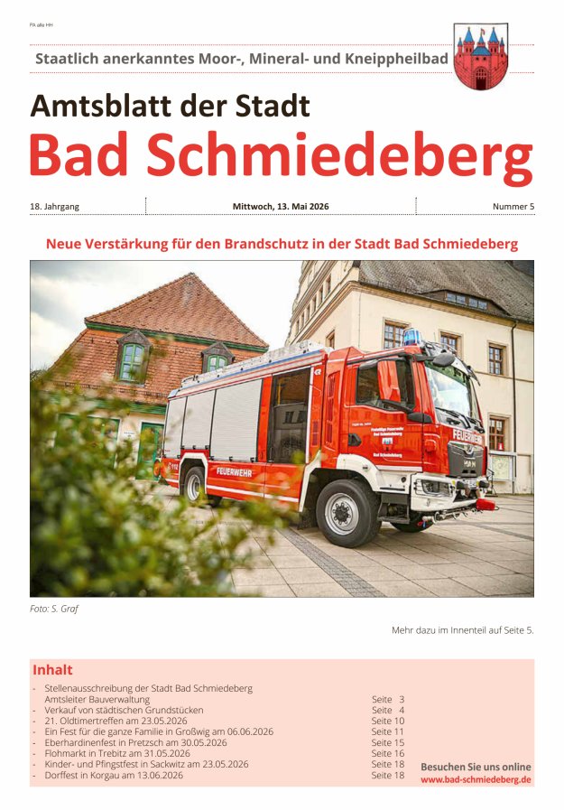 Amtsblatt der Stadt Bad Schmiedeberg Titelblatt 05/2026