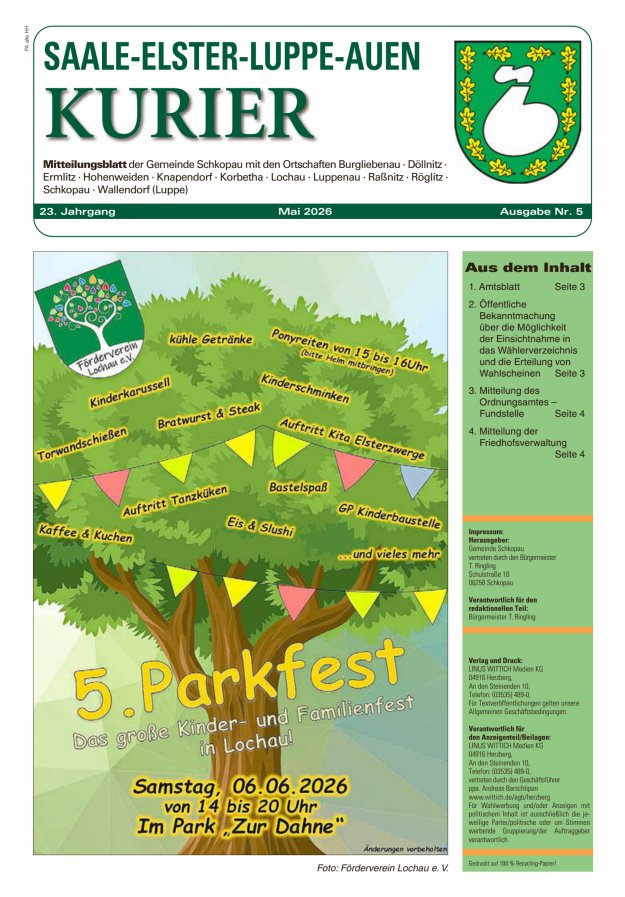 Saale-Elster-Luppe-Auen-Kurier Titelblatt 05/2026