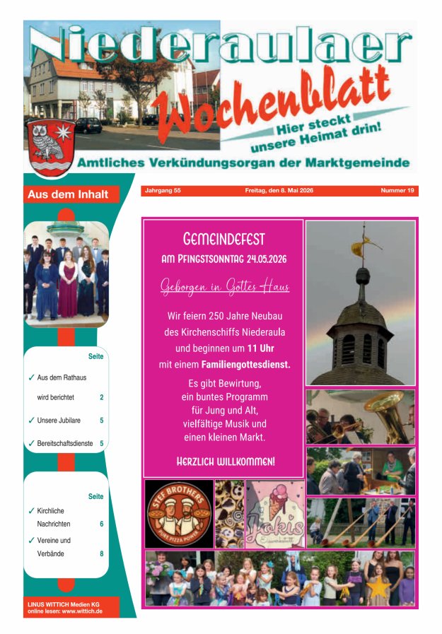 Niederaulaer Wochenblatt Titelblatt 19/2026