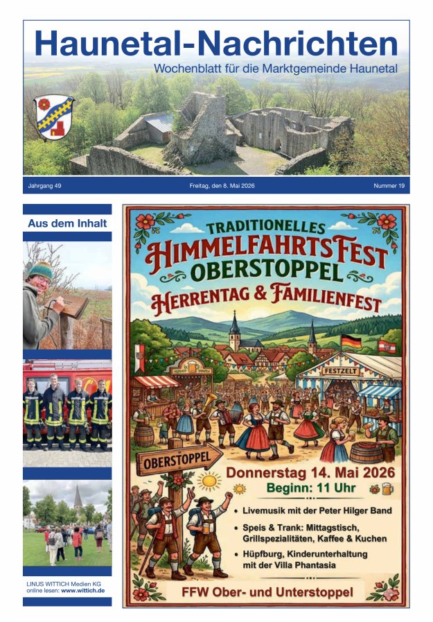 Haunetal-Nachrichten Titelblatt 19/2026