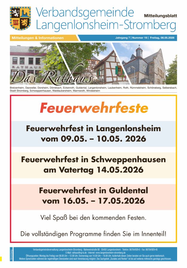 Das Rathaus - MTB d VG Langenlonsheim-Stromberg  Titelblatt 18/2026