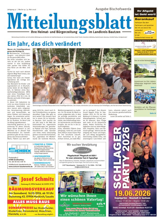 Mitteilungsblatt LK Bautzen Ausgabe Bischofswerda Titelblatt 18/2026