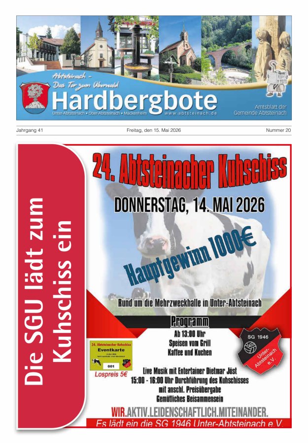 Hardbergbote - Mitteilungsblatt der Gemeinde Abtsteinach Titelblatt 20/2026