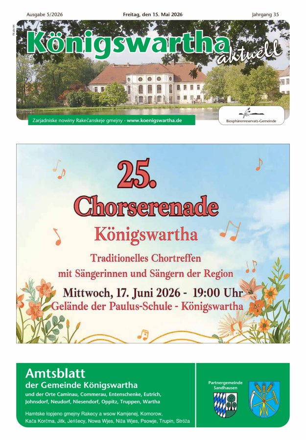 Königswartha aktuell - Amtsblatt der Gemeinde Königswartha Titelblatt 05/2026