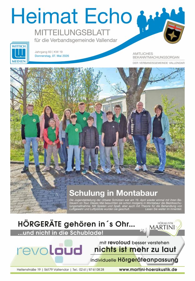 Heimat-Echo - Heimat- und Bürgerzeitung Verbandsgemeinde Vallendar Titelblatt 19/2026