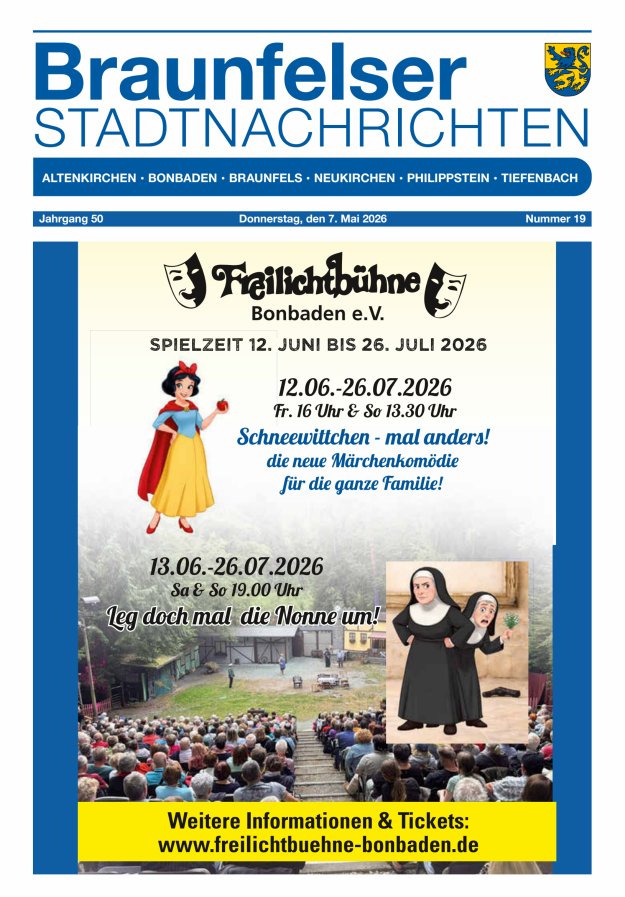 Braunfelser Stadtnachrichten Titelblatt 19/2026