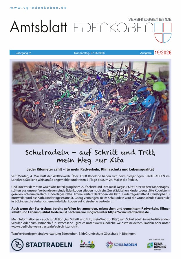 Amtsblatt VG Edenkoben Titelblatt 19/2026