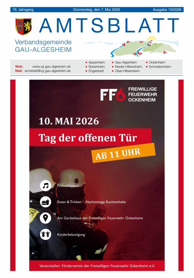 Amtsblatt der VG Gau-Algesheim Titelblatt 19/2026