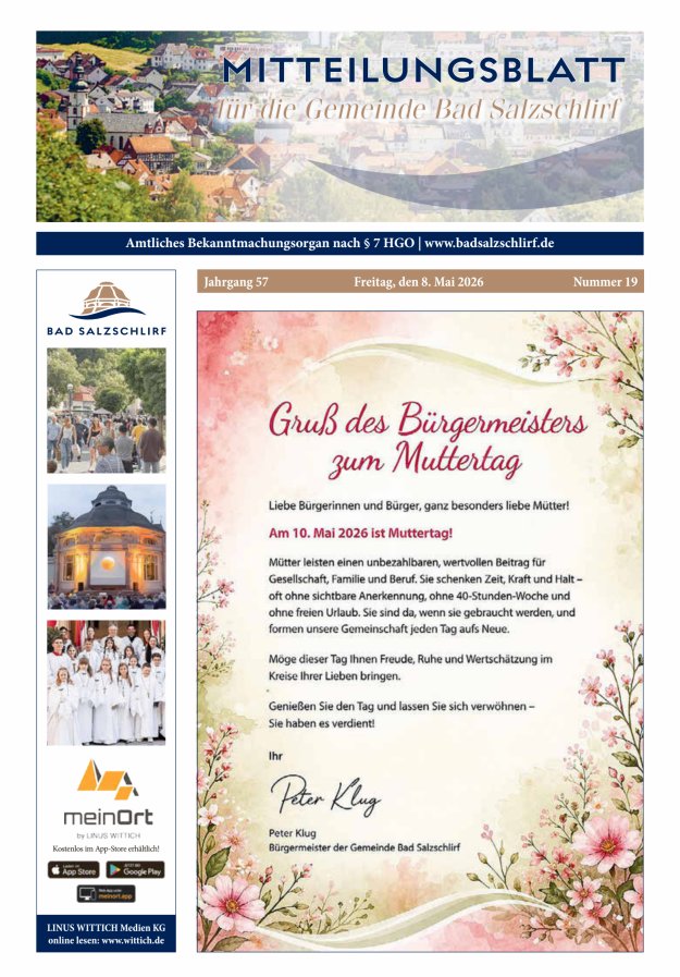 Amtliches Bekanntmachungsorgan der Gemeinde Bad Salzschlirf Titelblatt 19/2026