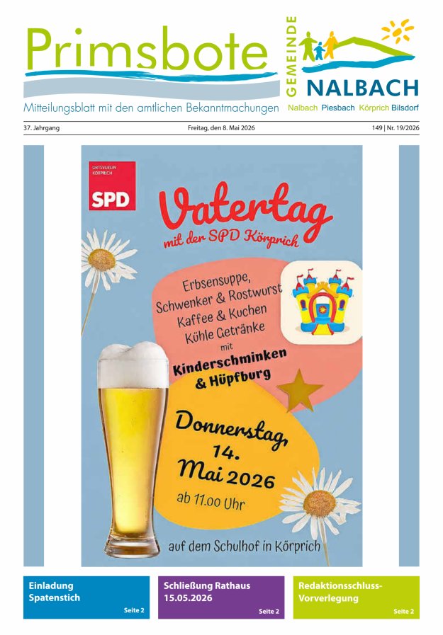Primsbote Gemeinde Nalbach Titelblatt 19/2026