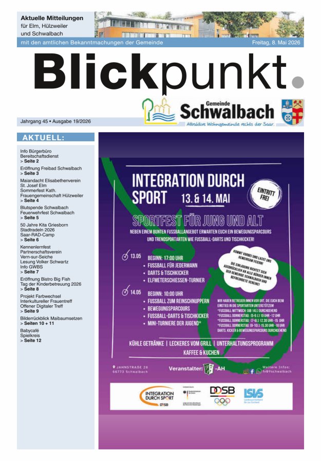 Blickpunkt Schwalbach Titelblatt 19/2026