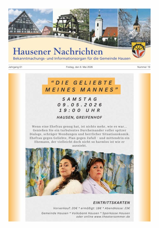 Hausener Nachrichten Titelblatt 19/2026