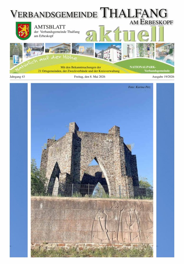Thalfang aktuell - Amtsblatt VG Thalfang Titelblatt 19/2026