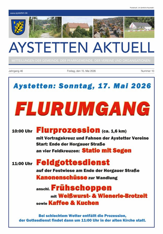 Aystetten Aktuell Wir über uns Titelblatt 10/2026