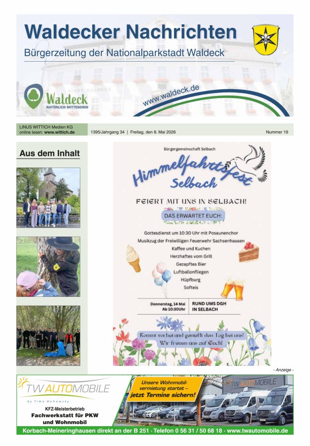 Waldecker Nachrichten Titelblatt 19/2026