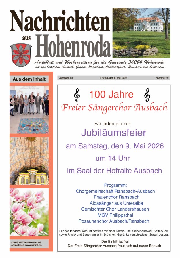 Nachrichten aus Hohenroda Titelblatt 19/2026