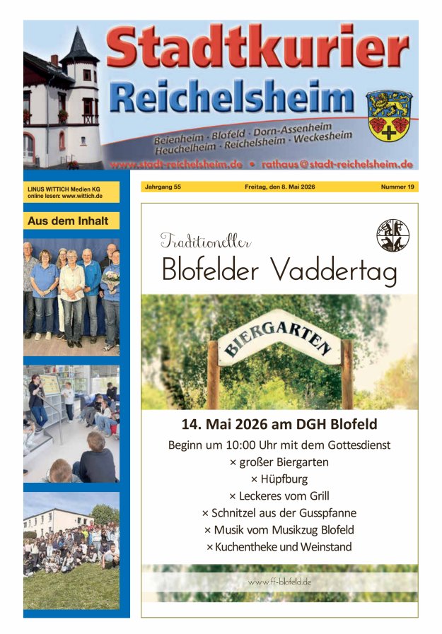 Stadtkurier Reichelsheim Titelblatt 19/2026