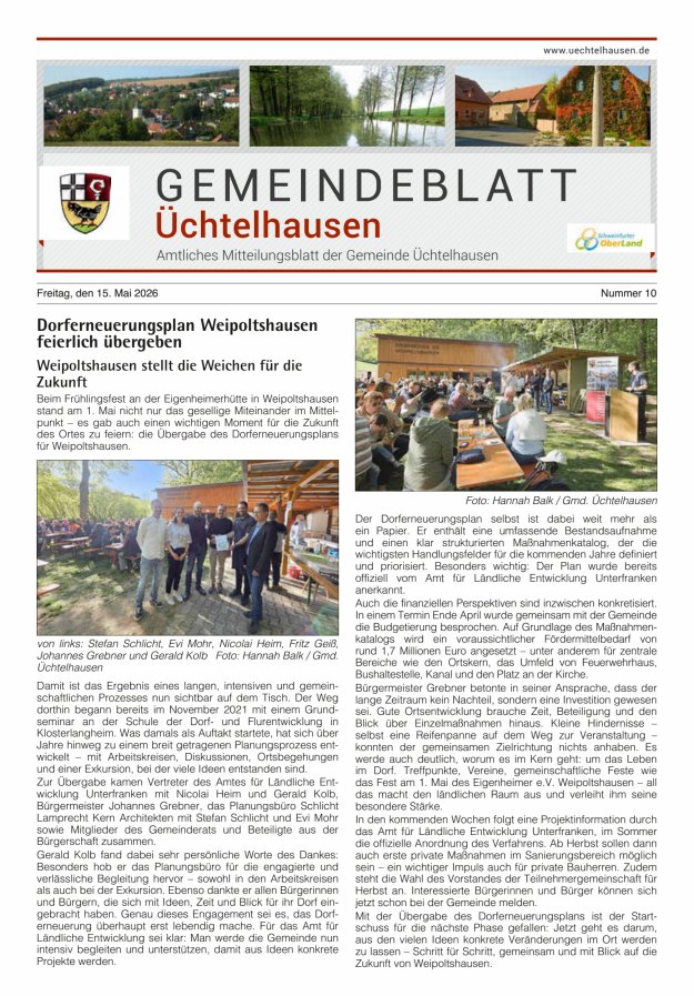 Gemeindeblatt Üchtelhausen Titelblatt 10/2026
