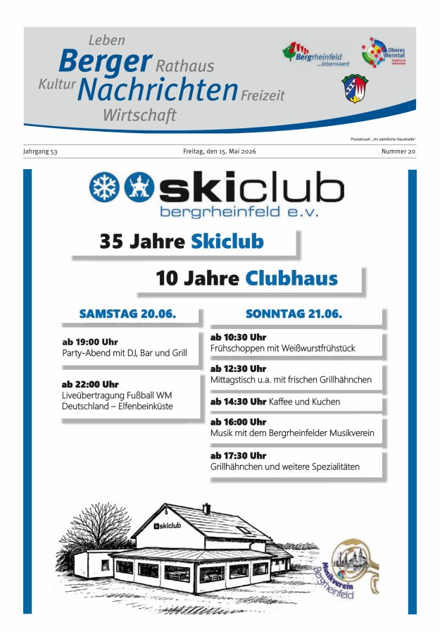 Berger Nachrichten, Bergrheinfeld Titelblatt 20/2026