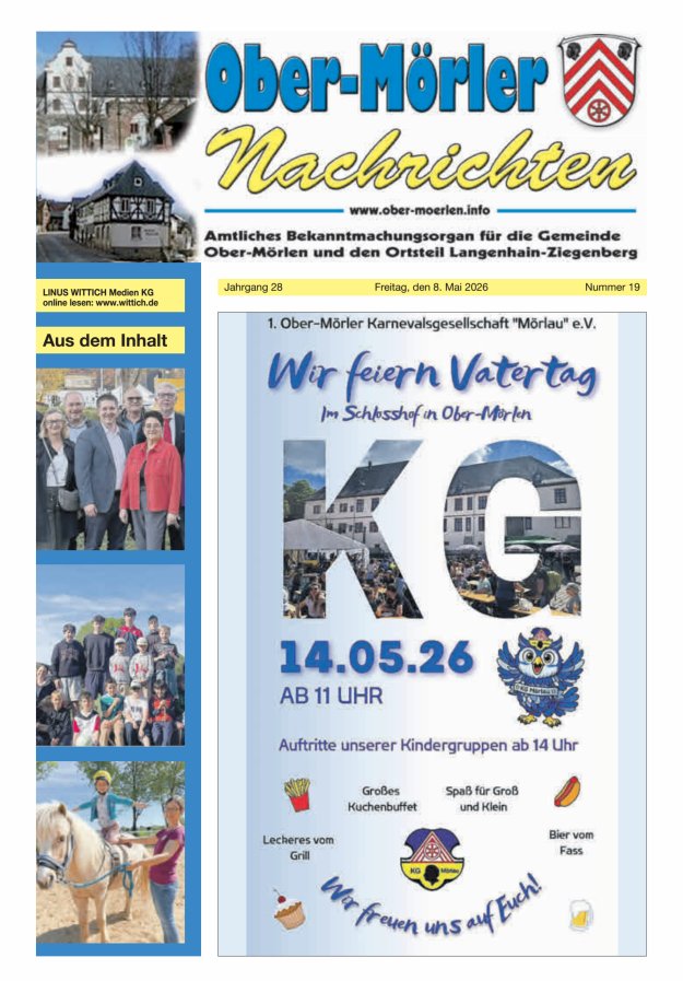 Ober-Mörler Nachrichten Titelblatt 19/2026