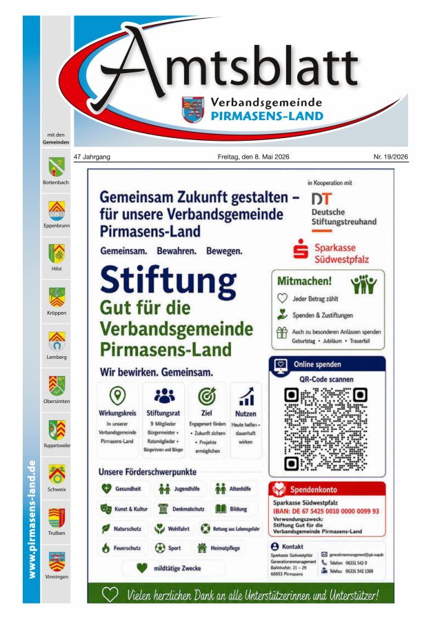 Amtsblatt VG Pirmasens-Land Titelblatt 19/2026