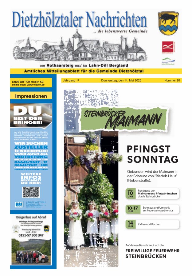 Dietzhölztaler Nachrichten Titelblatt 20/2026