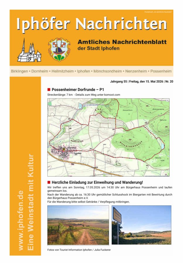 Iphöfer Nachrichten Titelblatt 20/2026