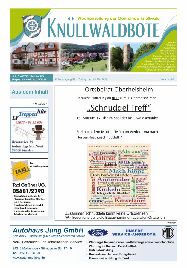 Knüllwaldbote Titelblatt 20/2026