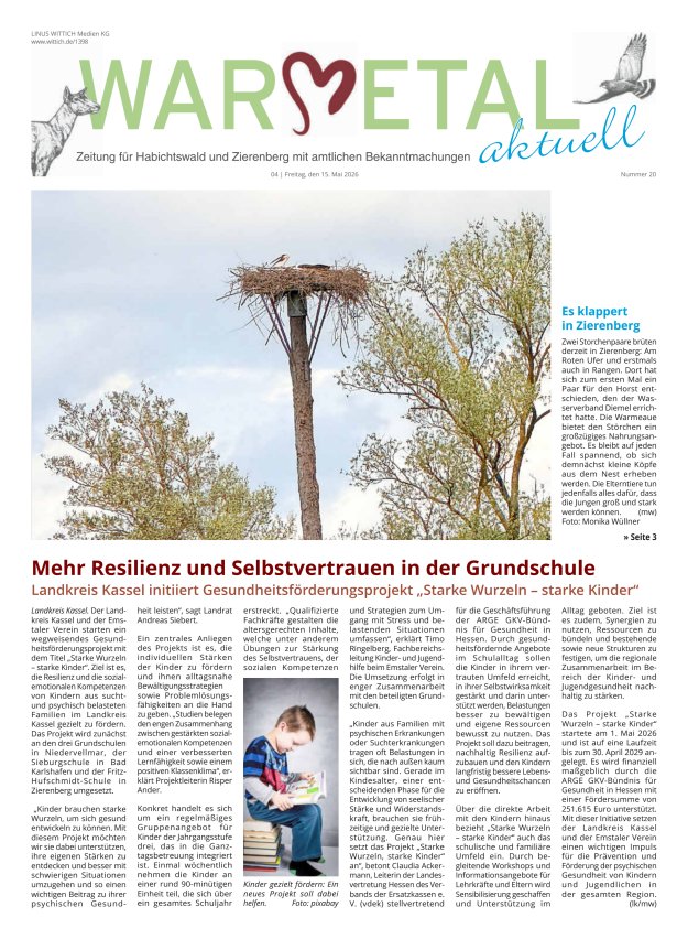 Warmetal aktuell (Habichtswald + Zierenberg) Titelblatt 20/2026