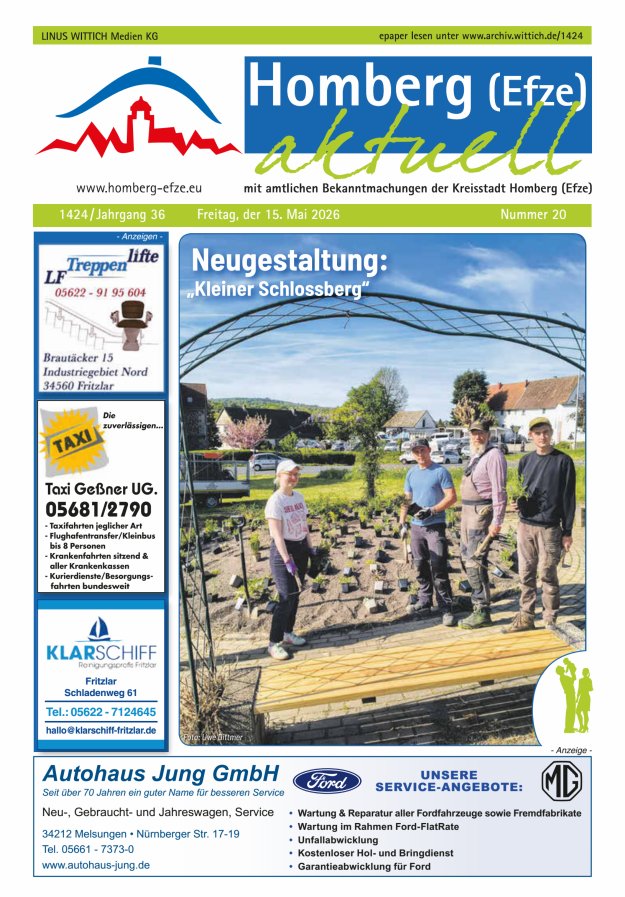 Homberg Efze aktuell Titelblatt 20/2026