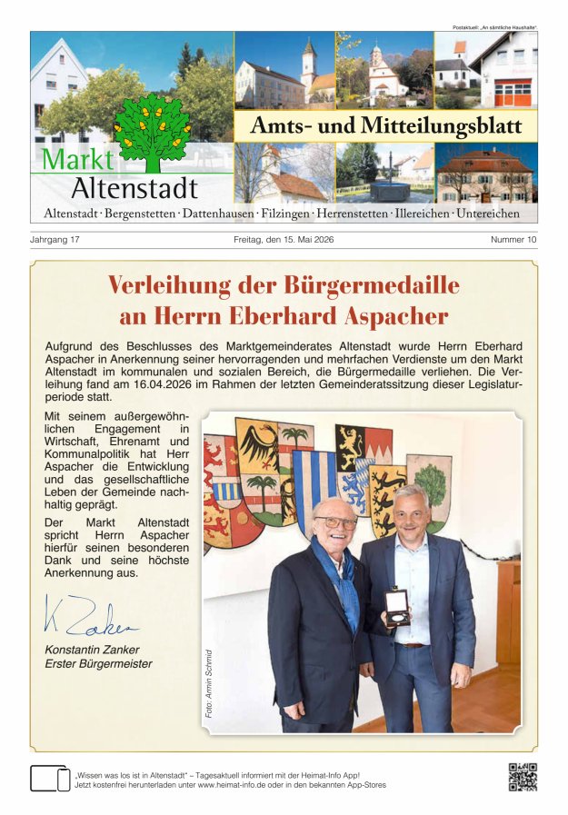 Amts- und Mitteilungsblatt des Marktes Altenstadt Titelblatt 10/2026