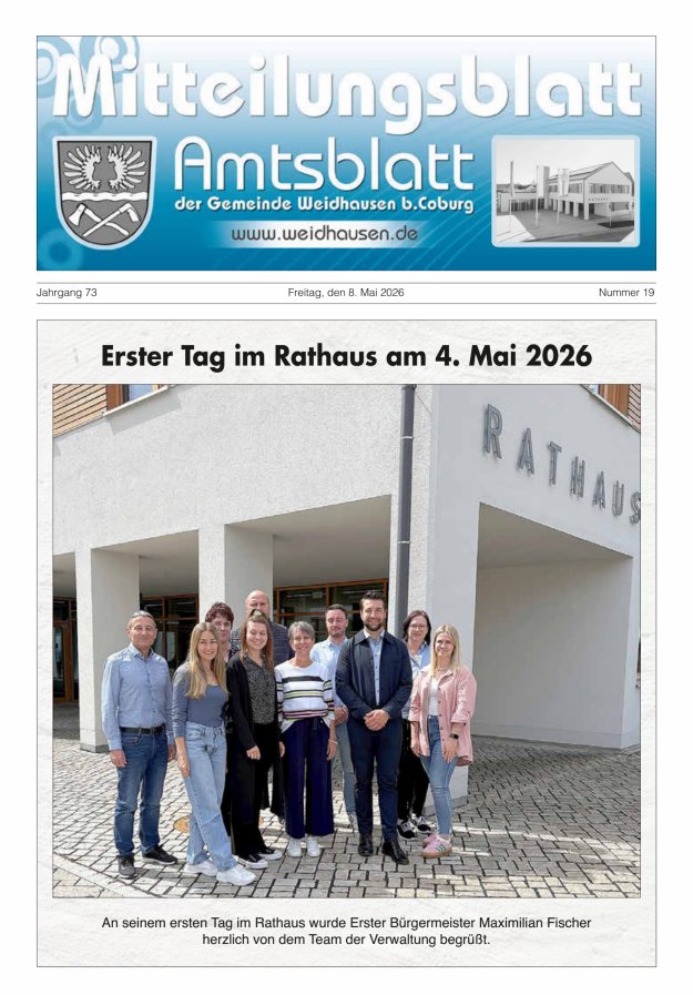 Mitteilungsblatt - Amtsblatt der Gemeinde Weidhausen b Coburg Titelblatt 19/2026