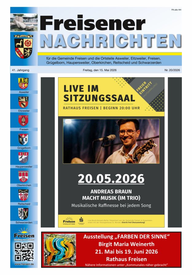 Freisener Nachrichten Titelblatt 20/2026