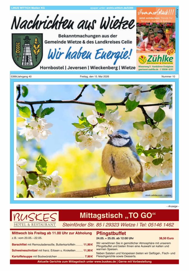 Nachrichten aus Wietze Titelblatt 10/2026