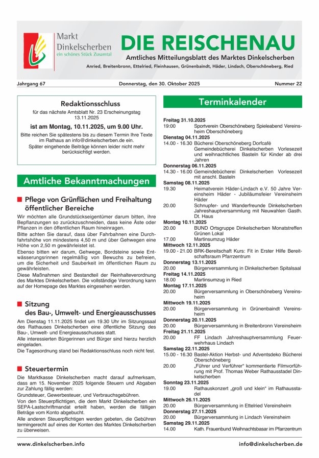 Die Reischenau Titelblatt 22/2025