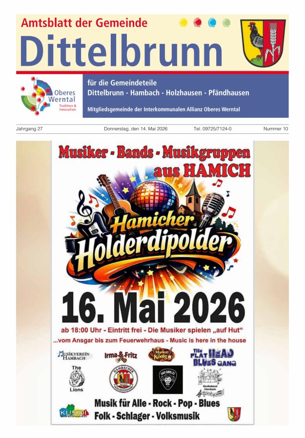 Amtsblatt der Gemeinde Dittelbrunn Titelblatt 10/2026