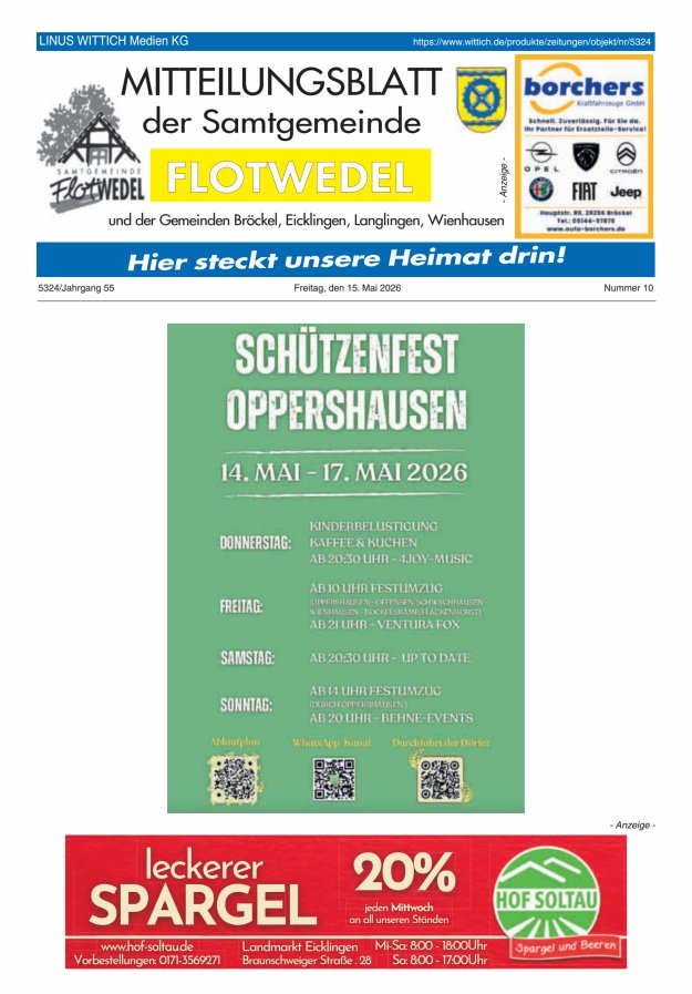 Mitteilungsblatt der Samtgemeinde Flotwedel Titelblatt 10/2026