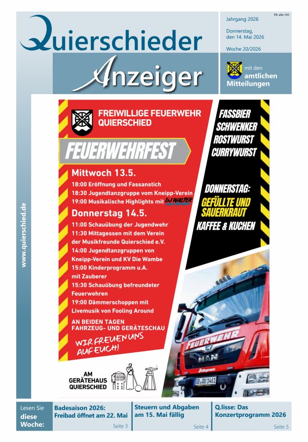 Quierschieder Anzeiger Titelblatt 20/2026